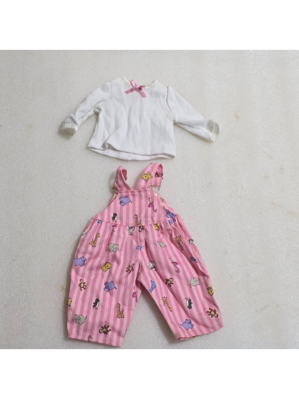 American Girl Bitty Baby Pink Overalls & White Shirt Zoo Fun Wild Things Vintage